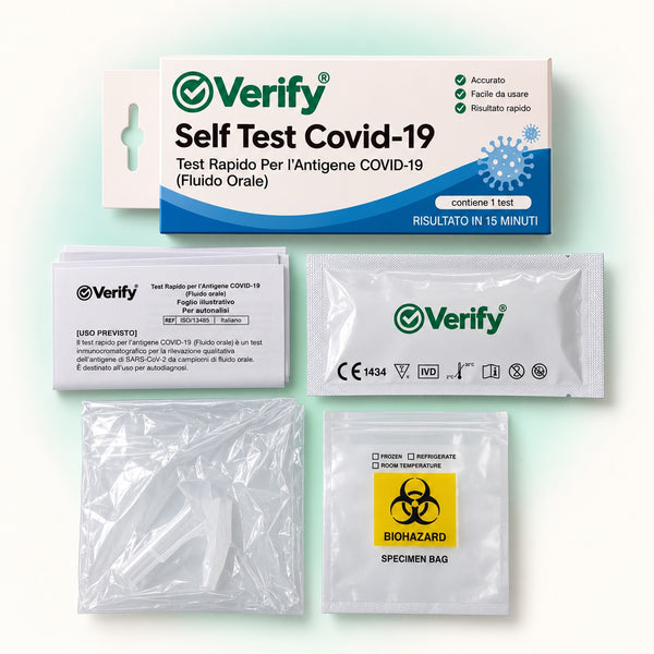Verify® Self Test Covid-19 – contenuto del kit e foglietto illustrativo