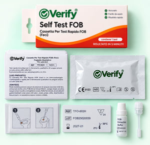 Verify® Self Test FOB sangue occulto nelle feci – contenuto del kit e foglietto illustrativo